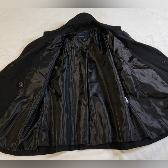 Banana Republic Black Trench Pea Coat, Double Breasted, Lined, EUC, Size Medium - Picture 5 of 9